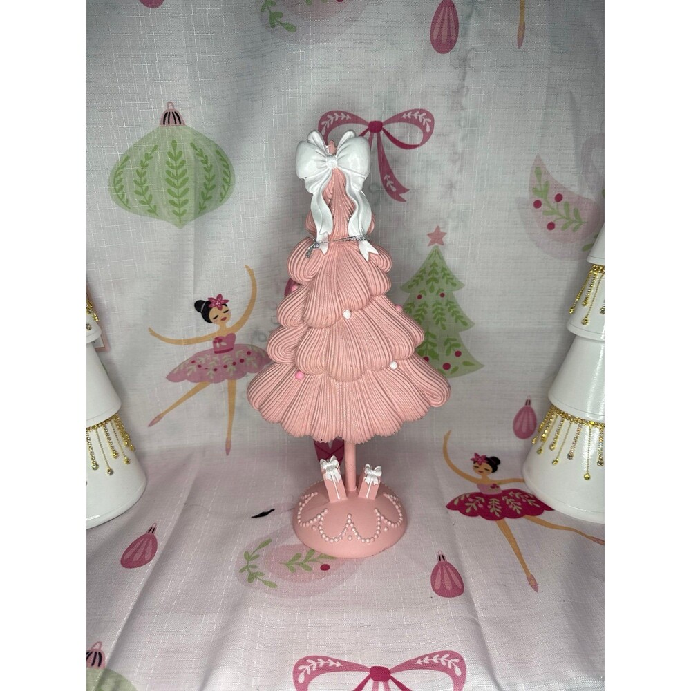 Bella Lux pink frosted Christmas tree with bow